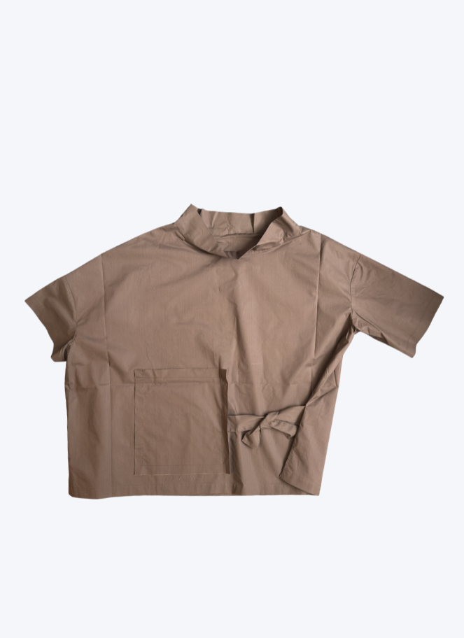 Xenia Structured Side-Tie Boxy Top Crin in Cocoa