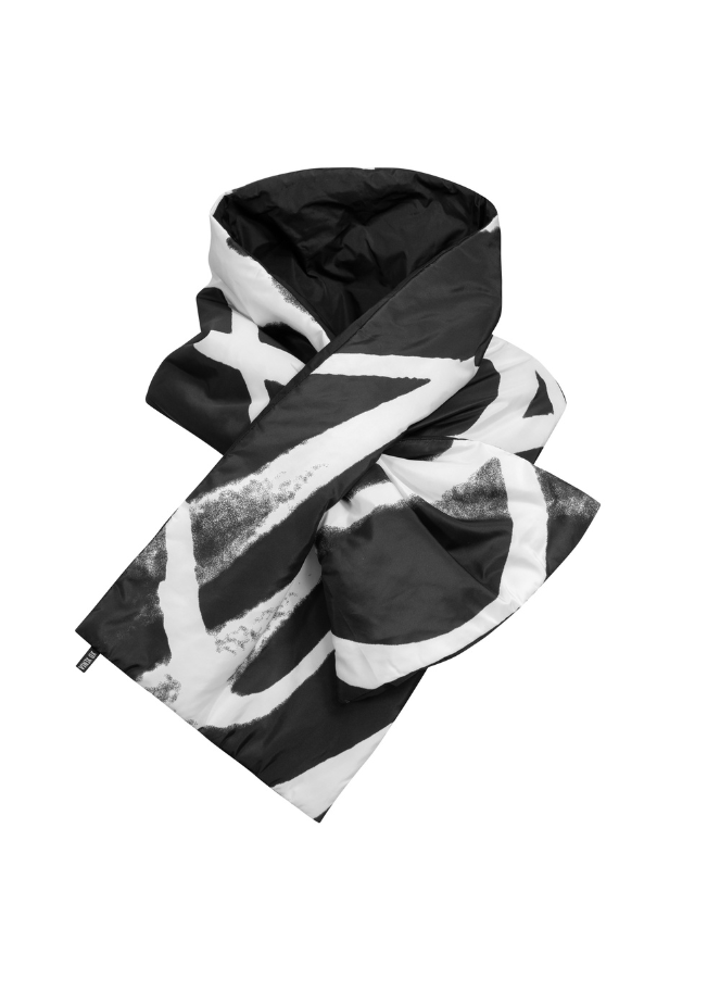 Xenia black and white lightly padded designer scarf