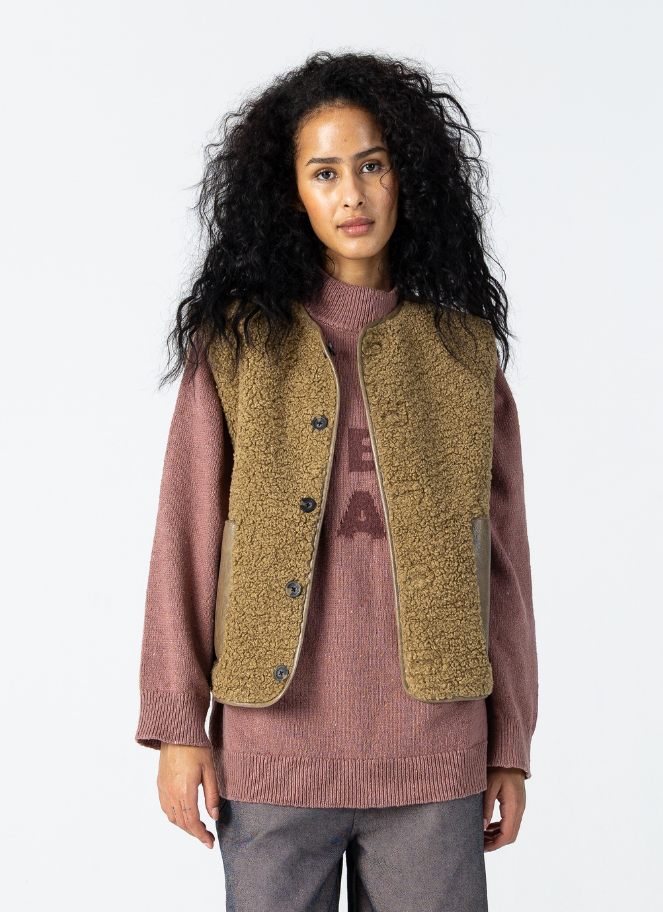 Coster Woven Jacket Vest in Army - Reversible
