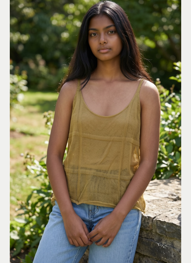 Neirami Golden Linen Tank
