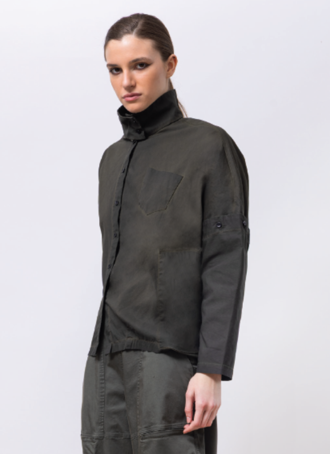 Lotus Eaters Woven Shirt in Dark Khaki