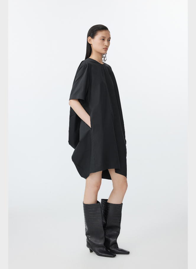 JNBY - Asymmetric Draped Black Dress