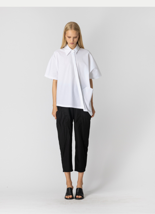 Lotus Eaters Asymmetric Cotton Shirt — White