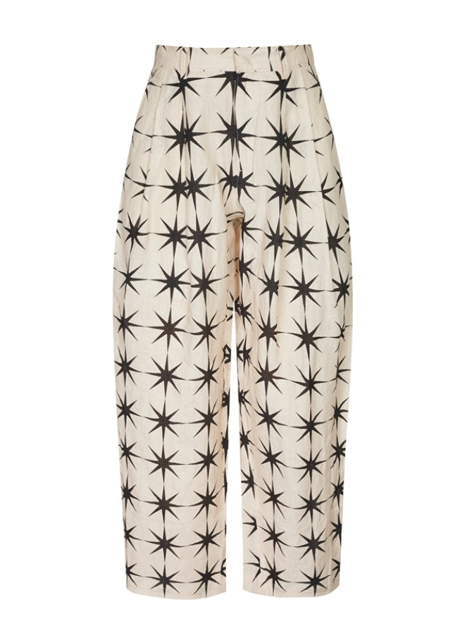 Pleated wide legged pant in star motif by JNBY
