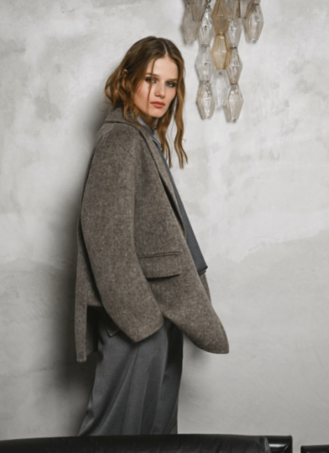 Eufonia Taupe Grey Boyfriend Blazer