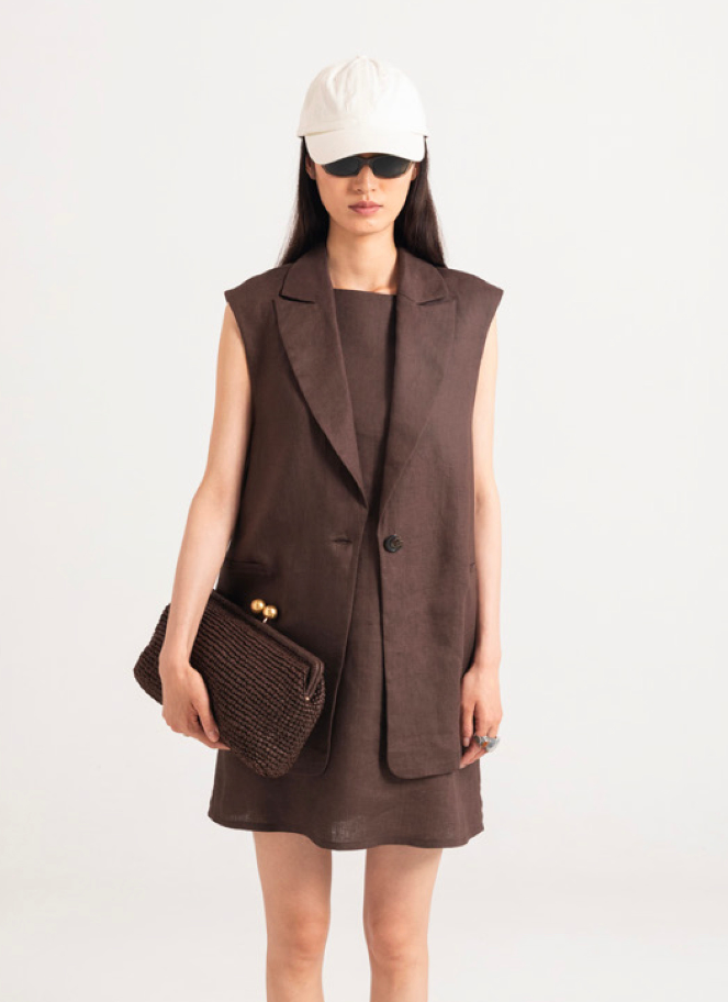 Eufonia Sleeveless Vest in Cocoa
