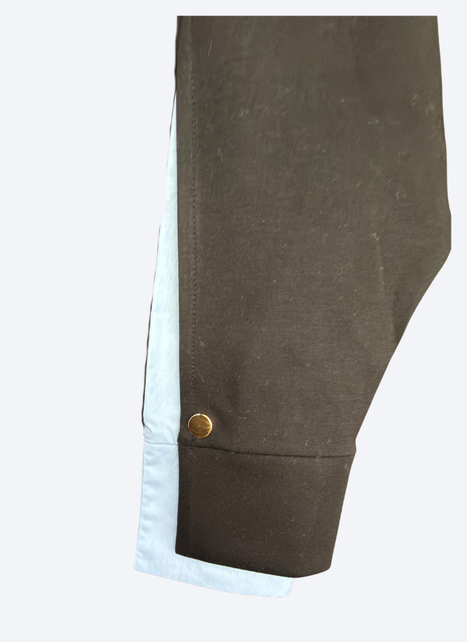 Coster Deep Black sweater with Ice Blue Cuff