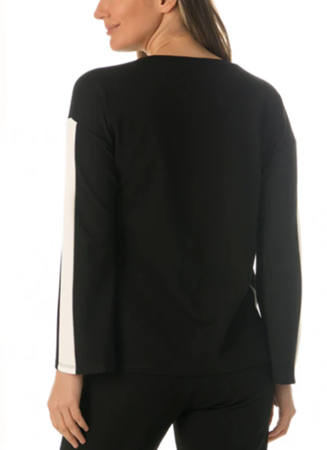 Brenda Beddome Contrast top in black with accent sleeve