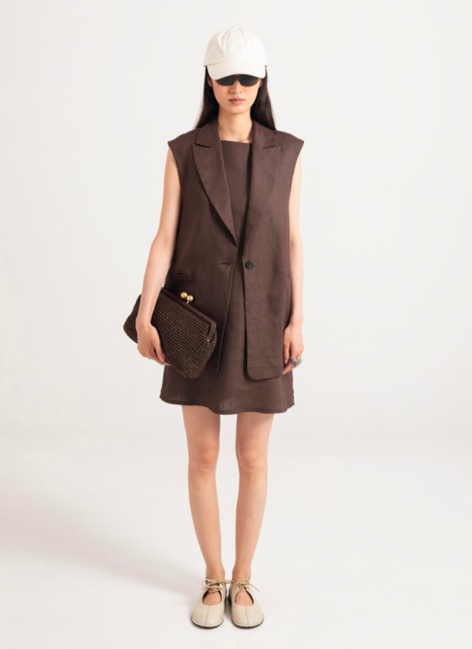 Eufonia Sleeveless Vest in Cocoa