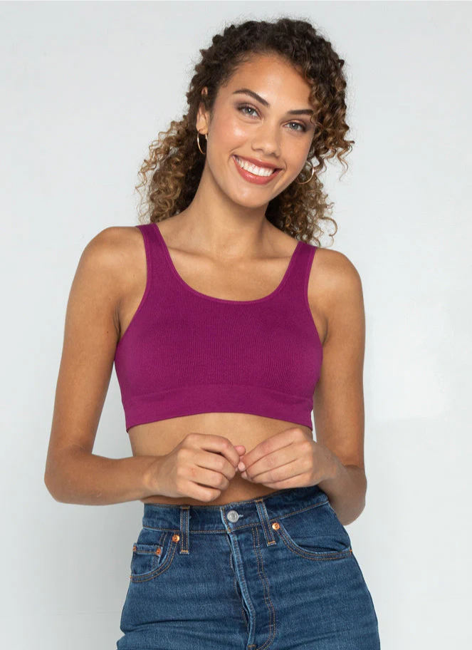 C'est Moi bamboo ribbed bralette in magenta