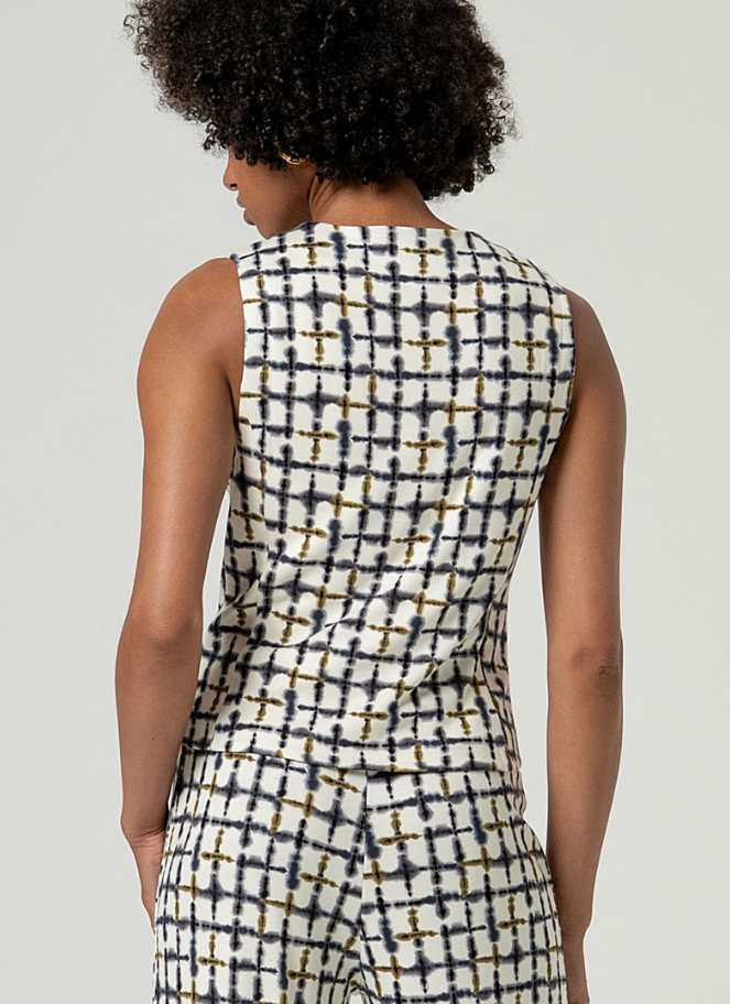 Surkana white printed vest