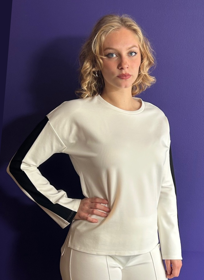 Brenda Beddome Contrast top in bone colour