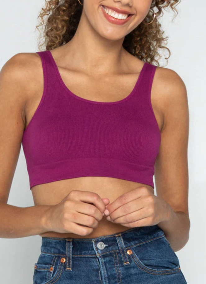 C'est Moi bamboo ribbed bralette in magenta