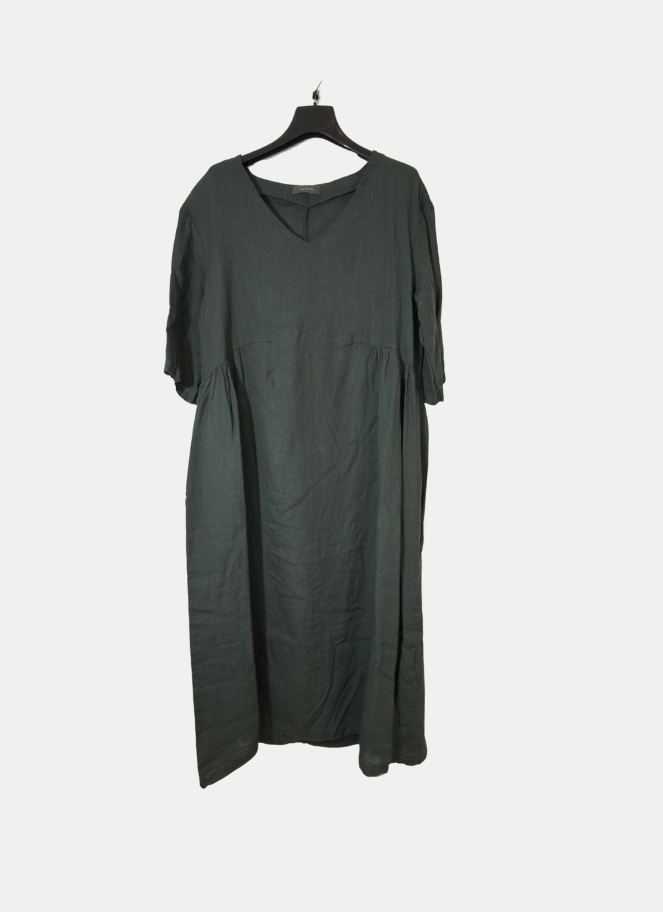 Neirami Linen Midi/Maxi Dress in Deep Forest