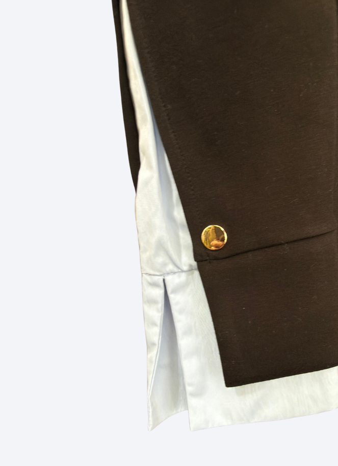 Coster Deep Black sweater with Ice Blue Cuff