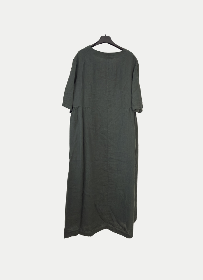 Neirami Linen Midi/Maxi Dress in Deep Forest