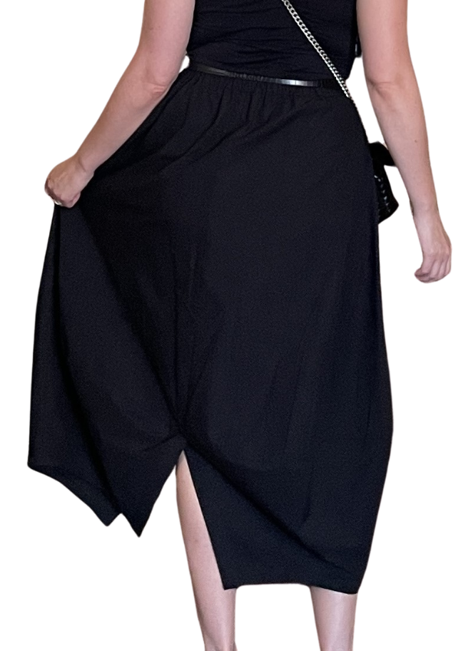 Xenia black midi length full skirt