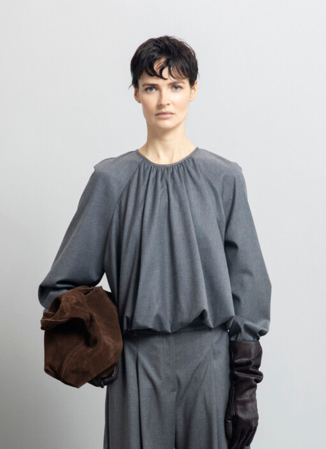 Eufonia Grey Bubble Blouse