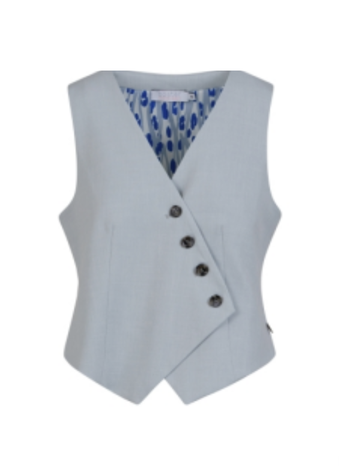 Coster Asymmetric buttoned Vest in Ice Blue