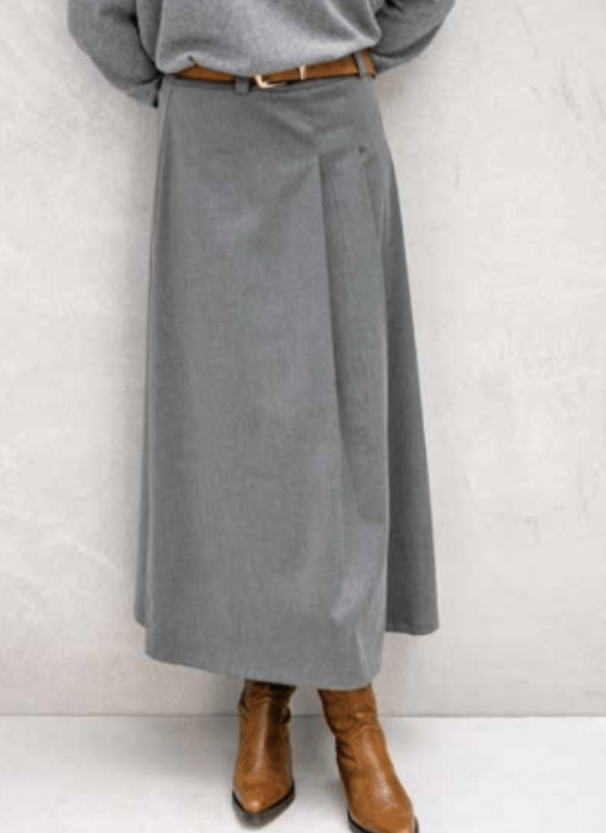 Maria Bellentani high waisted gray midi skirt