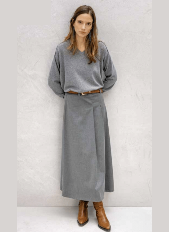 Maria Bellentani high waisted gray midi skirt