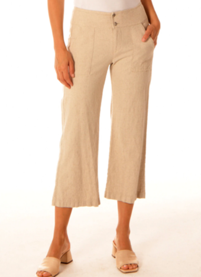 Cropped relaxed Linen cargo pant