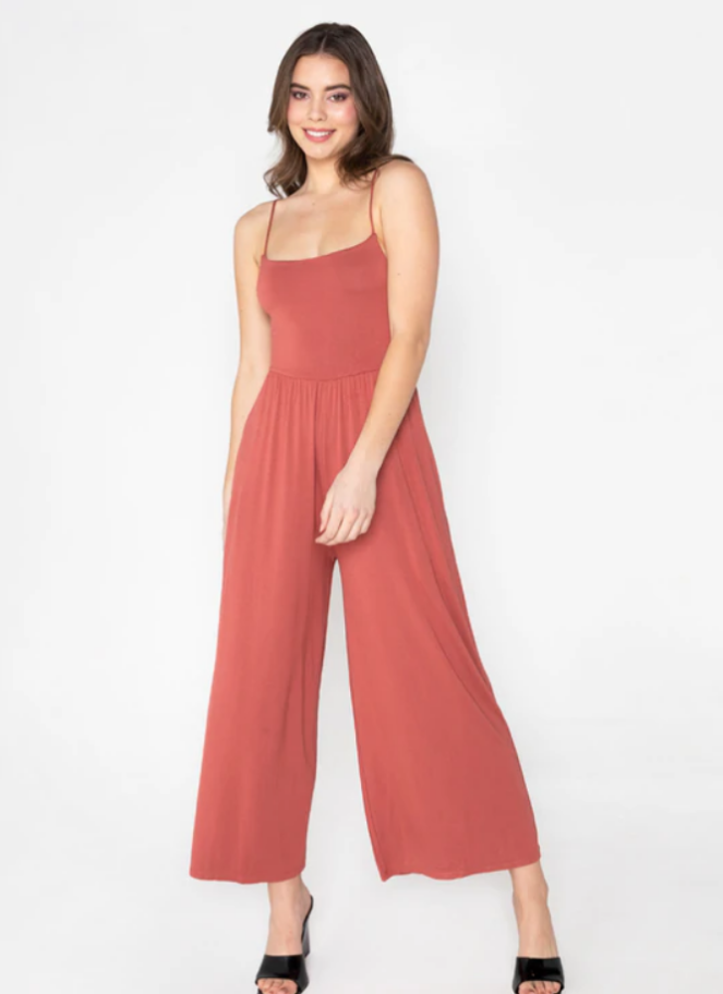 Bamboo Jumpsuit in a dusty coral