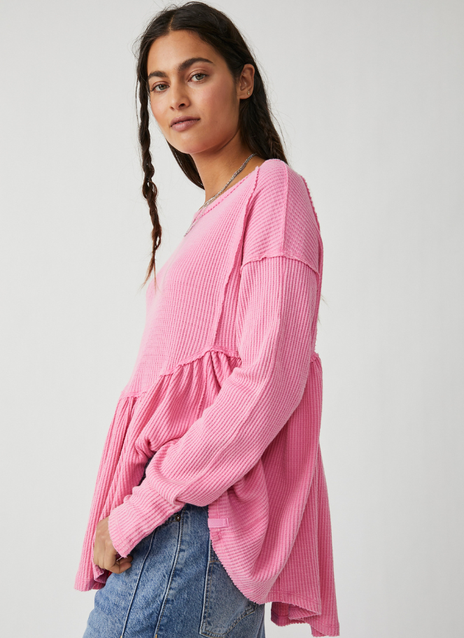 Oh My Babydoll Top in Pink Carnation by by Free People
