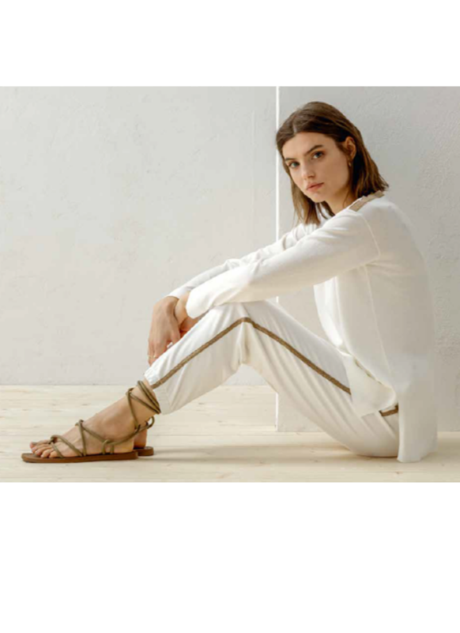 Pantalon blanc à rayures de Maria Bellentani