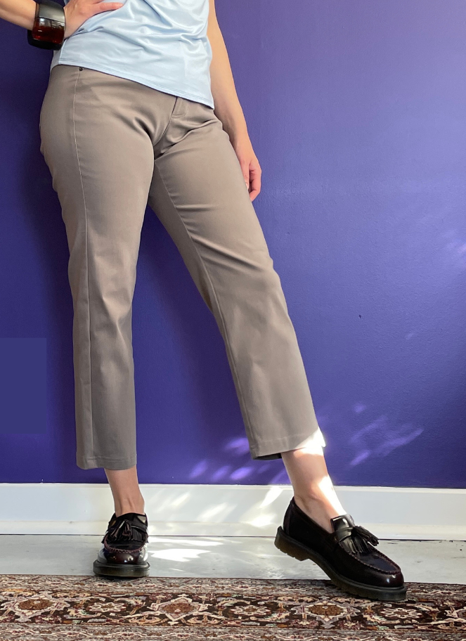 Cropped straight legged jean in mushroom by Brenda Beddome