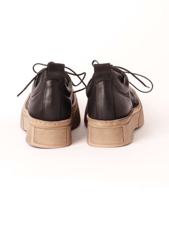 Gasoline Nero Platform Shoe with Laces by Lofina